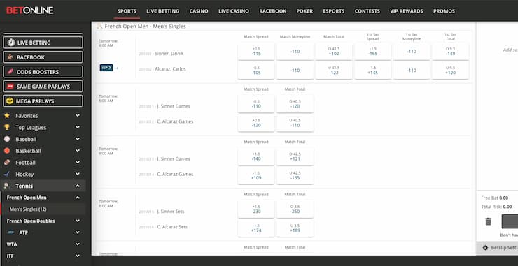 Inside look at BetOnline — a trusted name among betting sites for tennis.